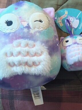 Squishmallows Solina Plush Owl - Purple, Blue, White Tie-Dye